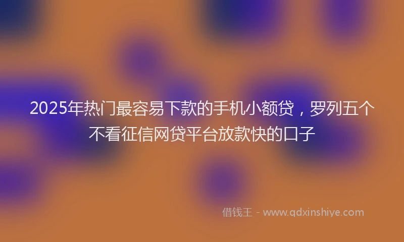 2025年热门最容易下款的手机小额贷，罗列五个不看征信网贷平台放款快的口子