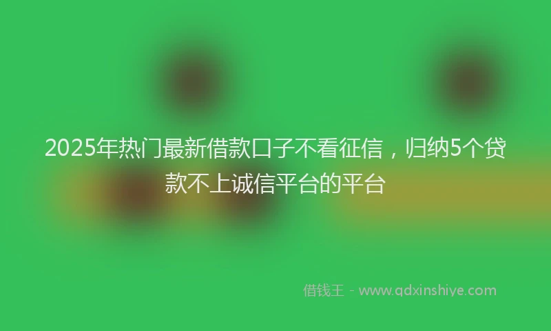 2025年热门最新借款口子不看征信，归纳5个贷款不上诚信平台的平台