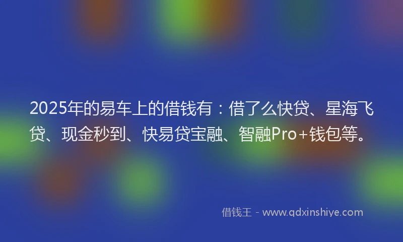 2025年的易车上的借钱有：借了么快贷、星海飞贷、现金秒到、快易贷宝融、智融Pro+钱包等。