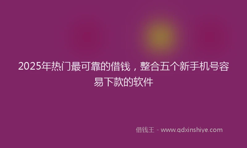 2025年热门最可靠的借钱，整合五个新手机号容易下款的软件