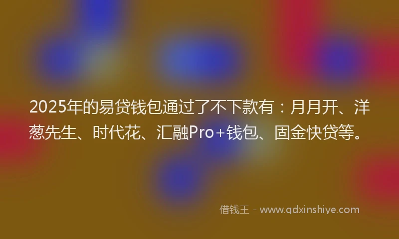 2025年的易贷钱包通过了不下款有：月月开、洋葱先生、时代花、汇融Pro+钱包、固金快贷等。