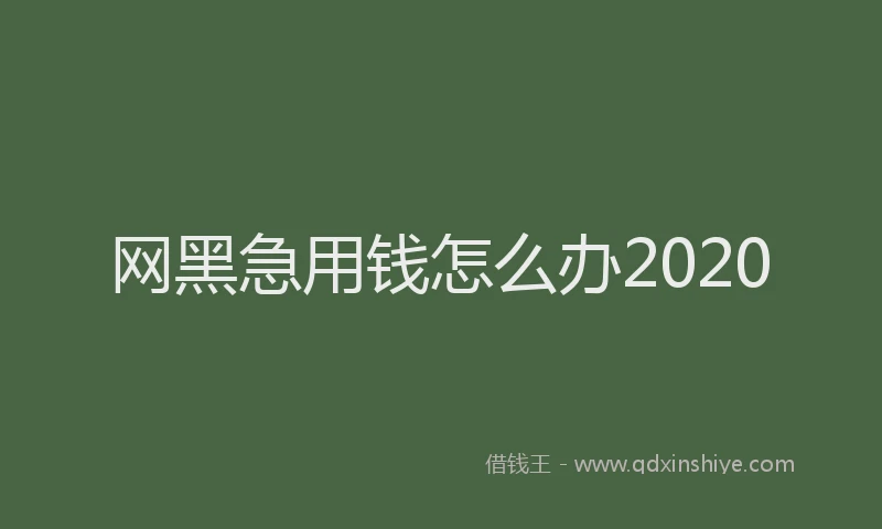 网黑急用钱怎么办2020
