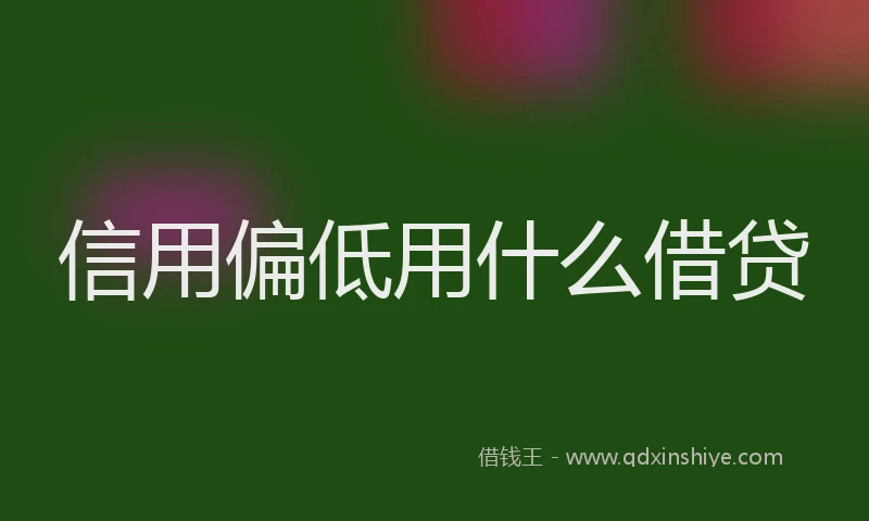 信用偏低用什么借贷
