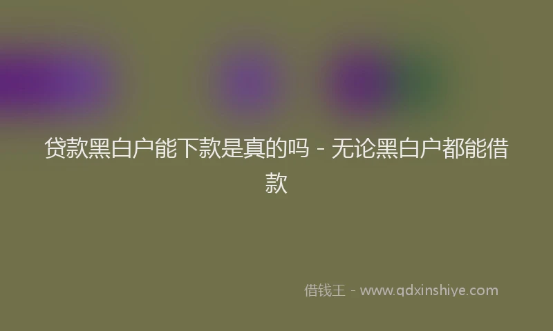 贷款黑白户能下款是真的吗 - 无论黑白户都能借款