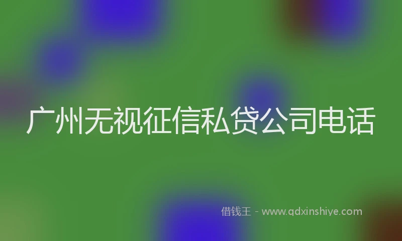 广州无视征信私贷公司电话
