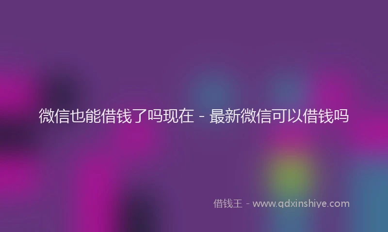 微信也能借钱了吗现在 - 最新微信可以借钱吗