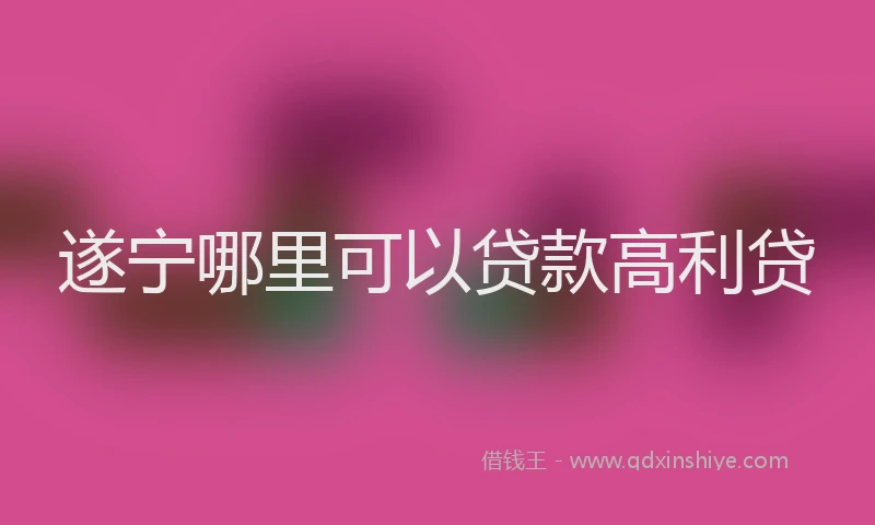 遂宁哪里可以贷款高利贷