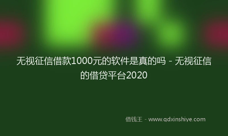 无视征信借款1000元的软件是真的吗 - 无视征信的借贷平台2020