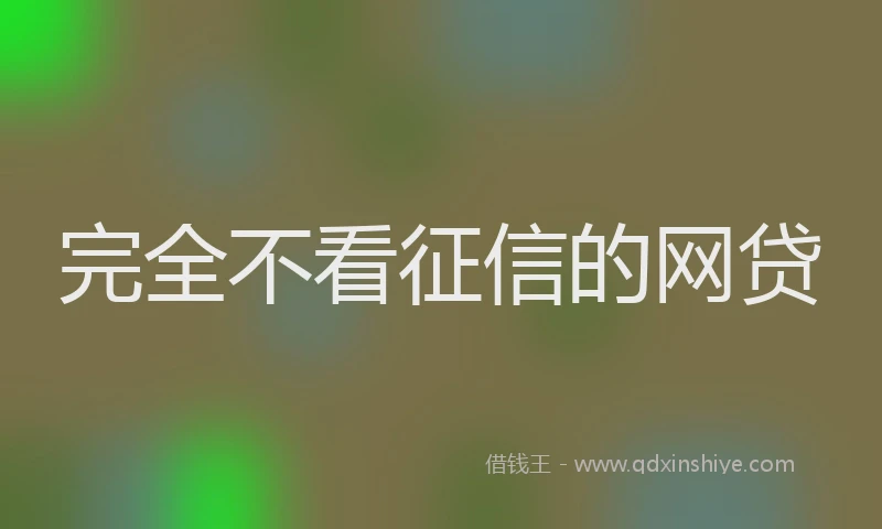 完全不看征信的网贷