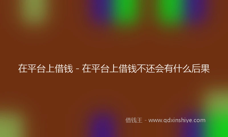 在平台上借钱 - 在平台上借钱不还会有什么后果