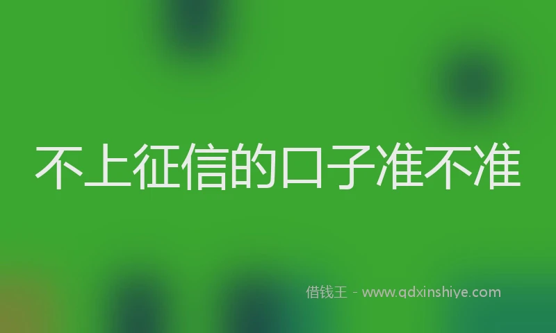 不上征信的口子准不准
