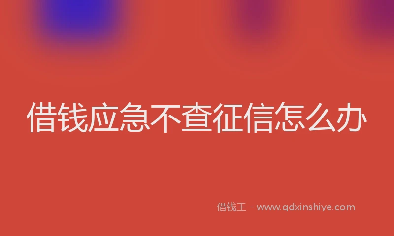 借钱应急不查征信怎么办