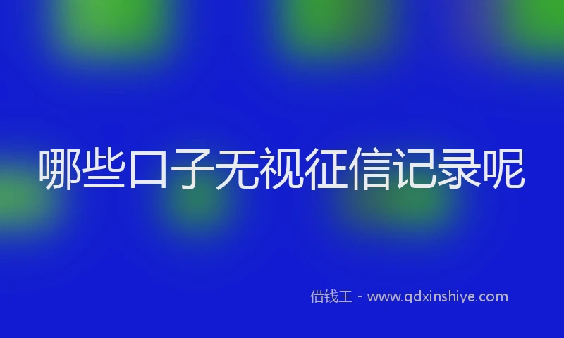 哪些口子无视征信记录呢