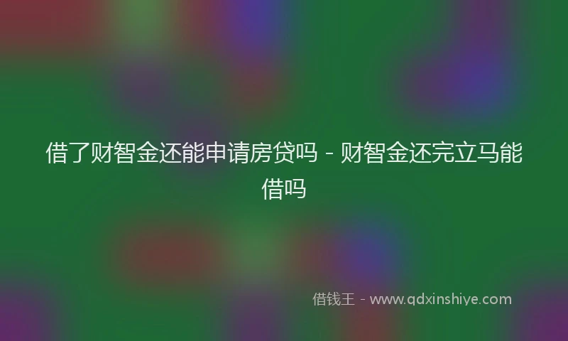 借了财智金还能申请房贷吗 - 财智金还完立马能借吗