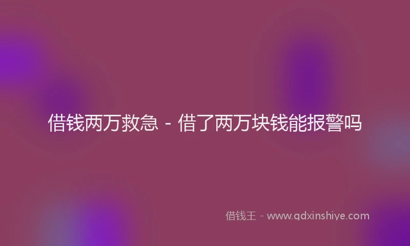 借钱两万救急 - 借了两万块钱能报警吗