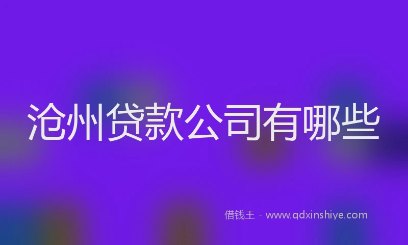 沧州贷款公司有哪些