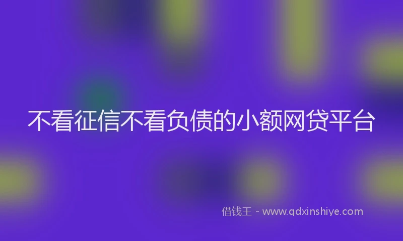 不看征信不看负债的小额网贷平台