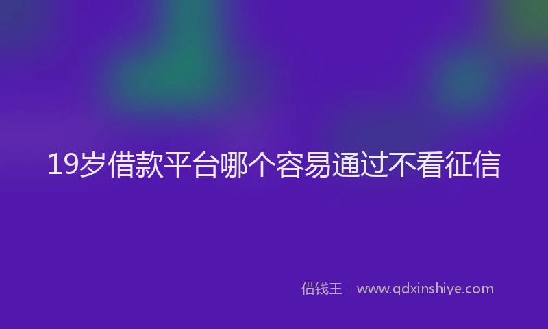 19岁借款平台哪个容易通过不看征信