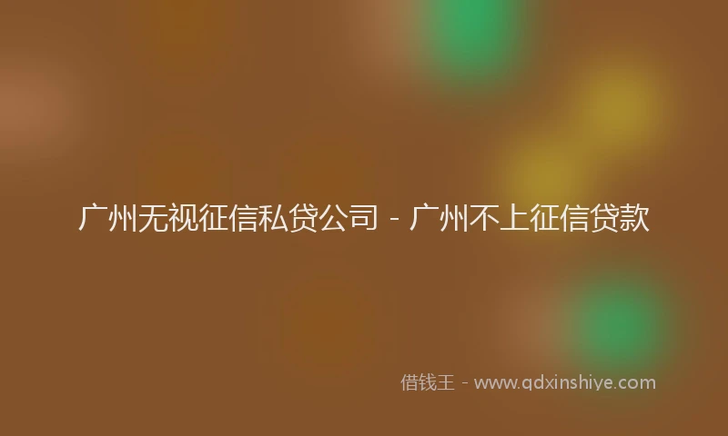 广州无视征信私贷公司 - 广州不上征信贷款