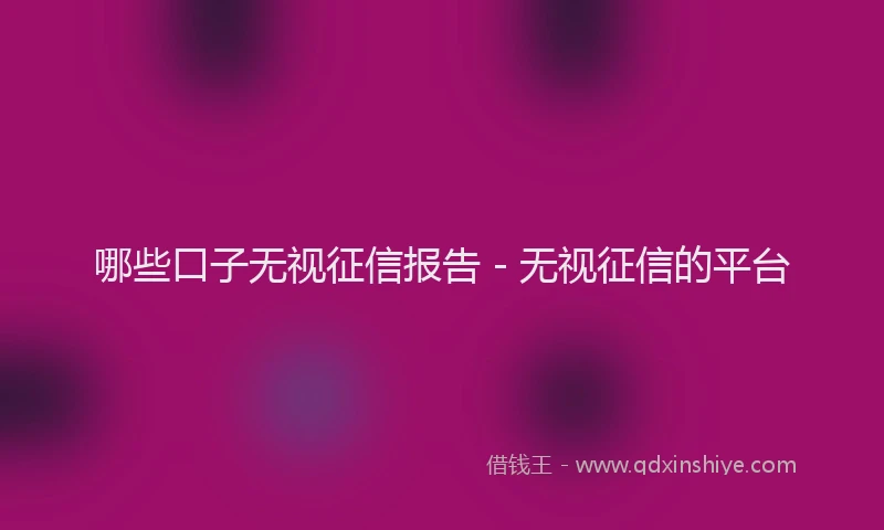 哪些口子无视征信报告 - 无视征信的平台