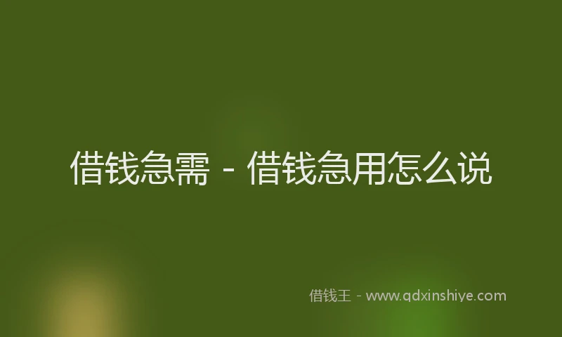 借钱急需 - 借钱急用怎么说