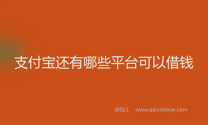 支付宝还有哪些平台可以借钱