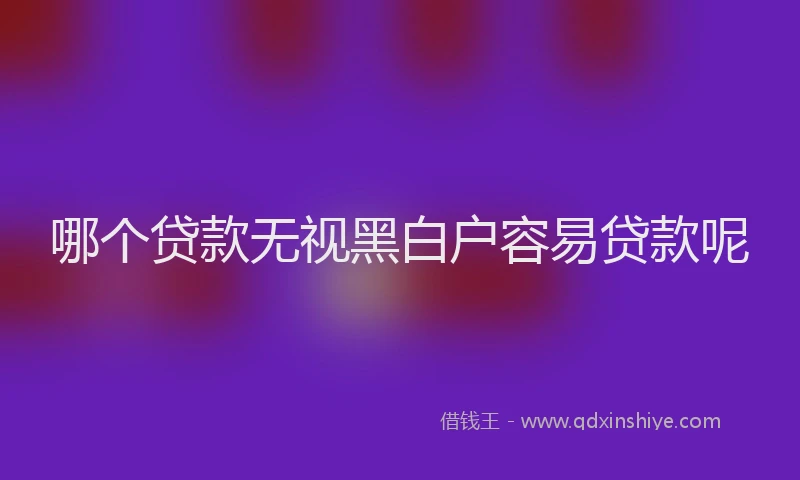 哪个贷款无视黑白户容易贷款呢