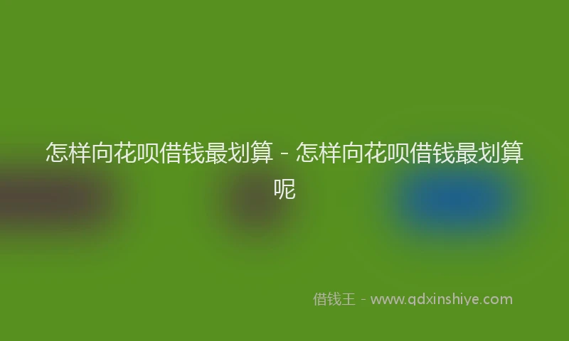 怎样向花呗借钱最划算 - 怎样向花呗借钱最划算呢