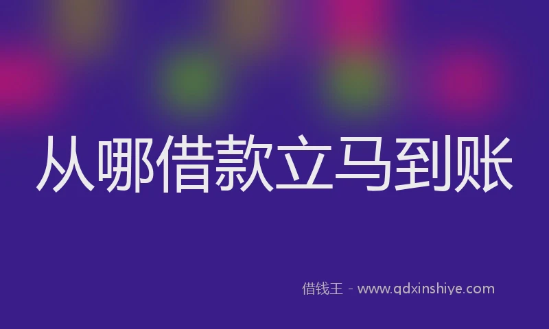 从哪借款立马到账