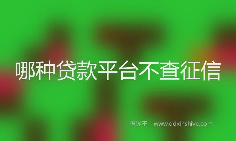 哪种贷款平台不查征信