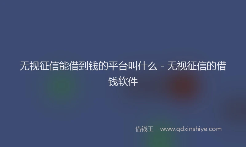 无视征信能借到钱的平台叫什么 - 无视征信的借钱软件