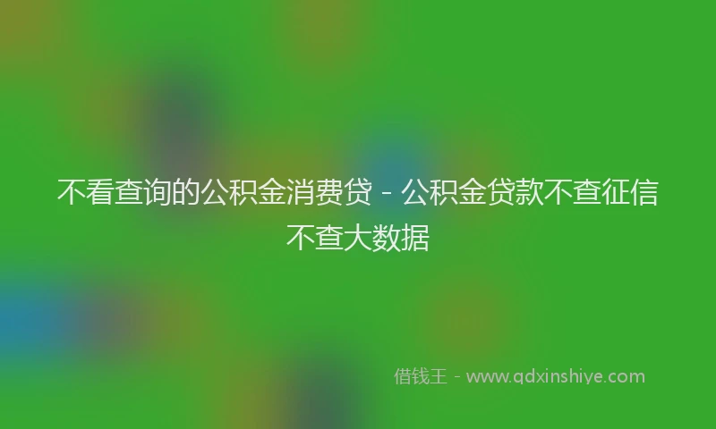 不看查询的公积金消费贷 - 公积金贷款不查征信不查大数据
