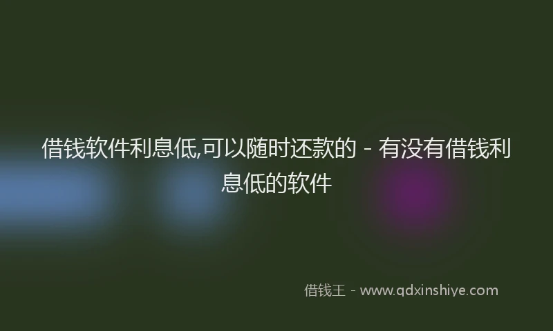 借钱软件利息低,可以随时还款的 - 有没有借钱利息低的软件