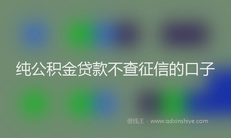 纯公积金贷款不查征信的口子