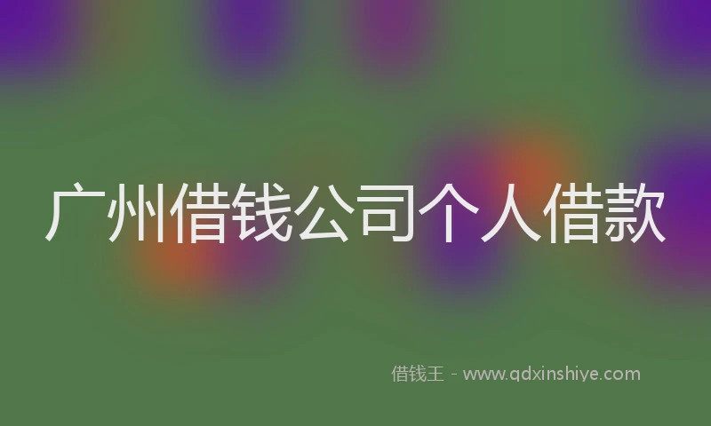 广州借钱公司个人借款