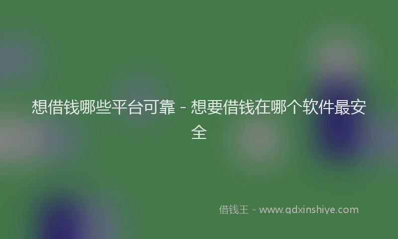 想借钱哪些平台可靠 - 想要借钱在哪个软件最安全