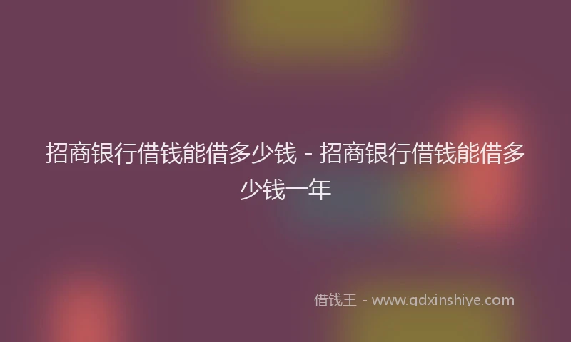 招商银行借钱能借多少钱 - 招商银行借钱能借多少钱一年