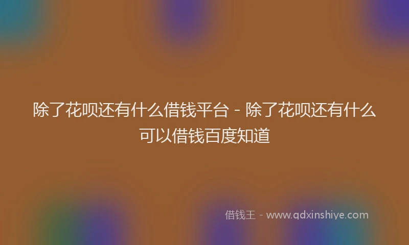 除了花呗还有什么借钱平台 - 除了花呗还有什么可以借钱百度知道