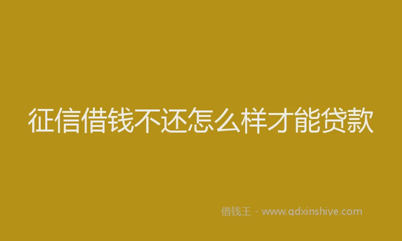 征信借钱不还怎么样才能贷款
