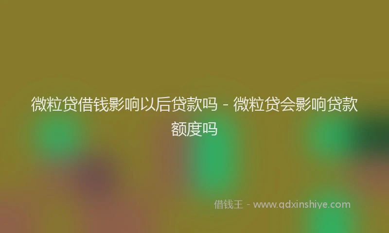 微粒贷借钱影响以后贷款吗 - 微粒贷会影响贷款额度吗