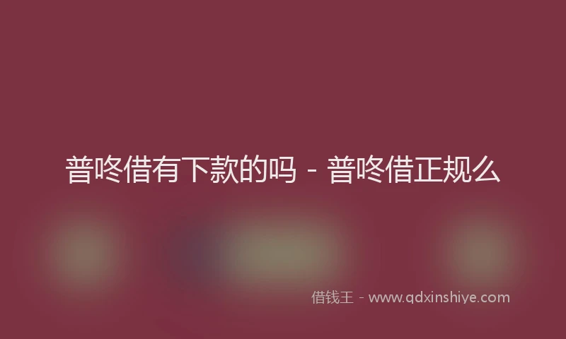 普咚借有下款的吗 - 普咚借正规么