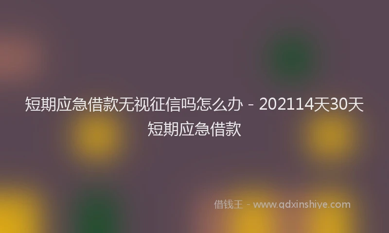 短期应急借款无视征信吗怎么办 - 202114天30天短期应急借款