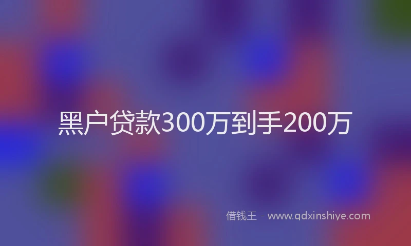 黑户贷款300万到手200万