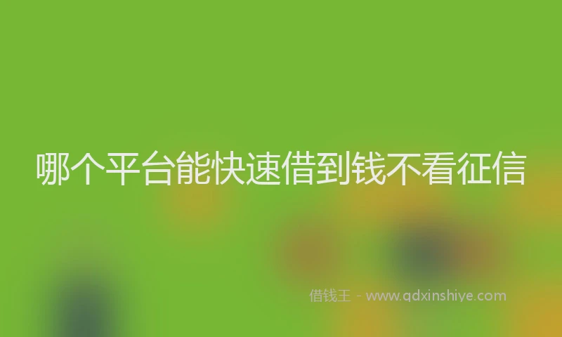 哪个平台能快速借到钱不看征信