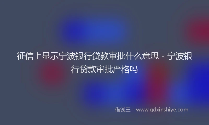 征信上显示宁波银行贷款审批什么意思 - 宁波银行贷款审批严格吗