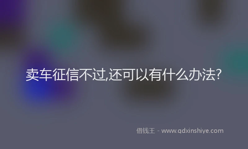 卖车征信不过,还可以有什么办法?