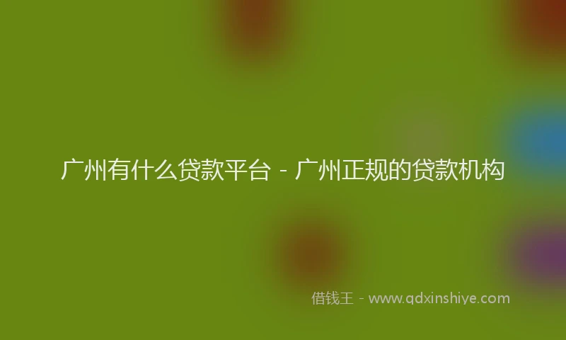 广州有什么贷款平台 - 广州正规的贷款机构