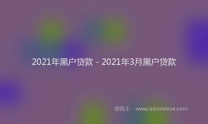 2021年黑户贷款 - 2021年3月黑户贷款