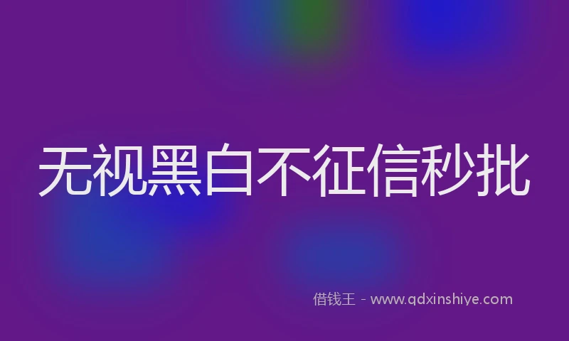 无视黑白不征信秒批