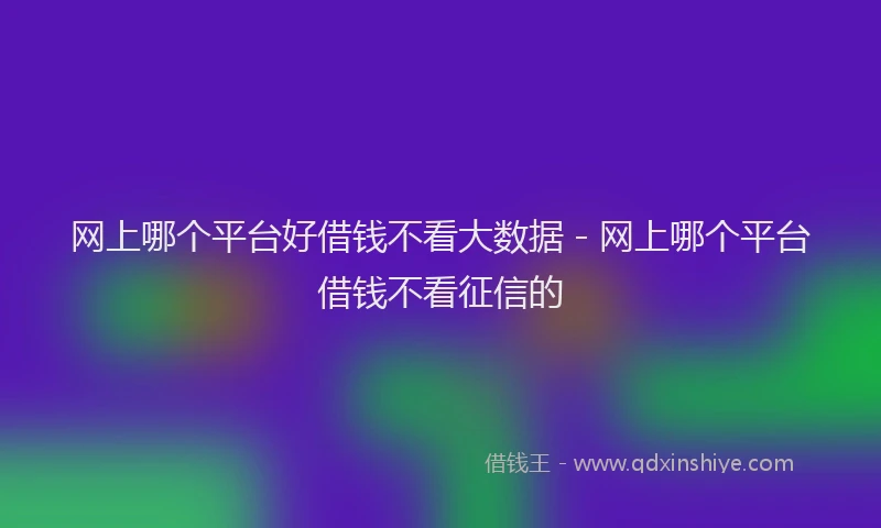 网上哪个平台好借钱不看大数据 - 网上哪个平台借钱不看征信的